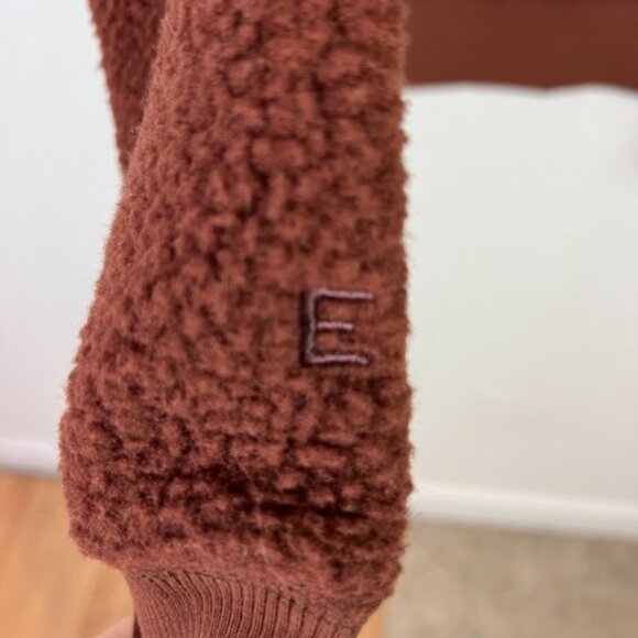 Everlane Renew Brown Long Sleeve Sherpa Crewneck Sweatshirt New Size Medium - Picture 4 of 7